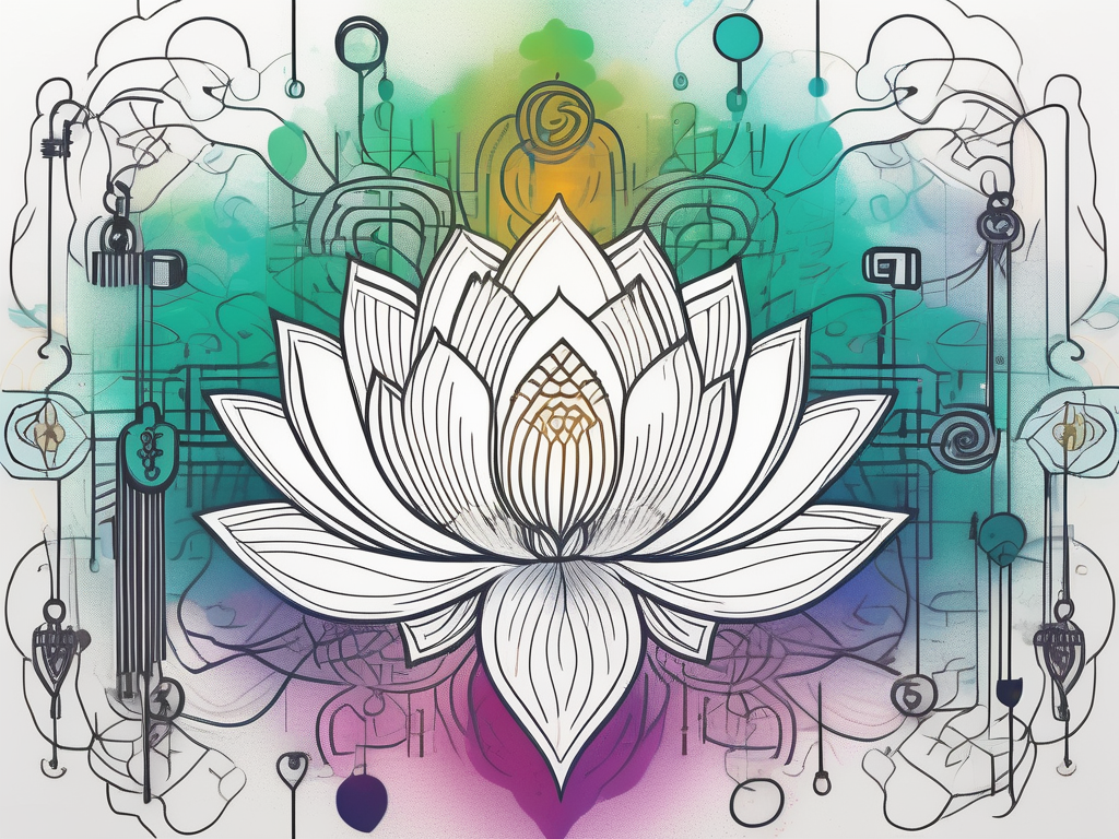 A vibrant energy field emanating from a lotus flower