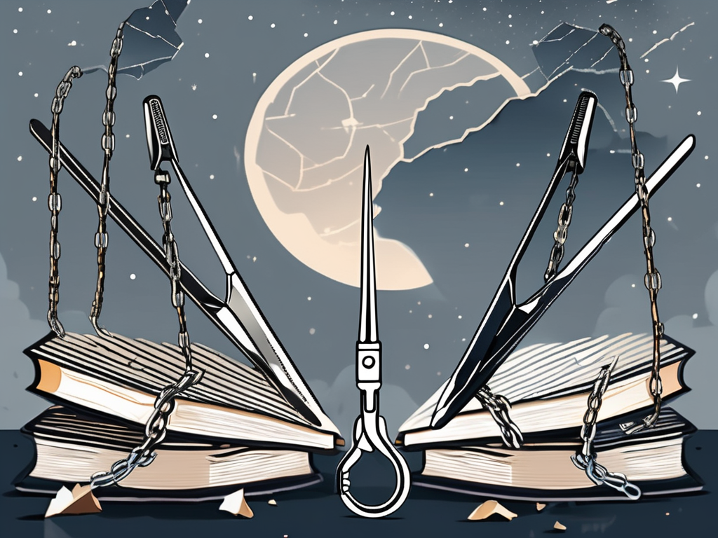 A pair of nail clippers under a moonlit sky