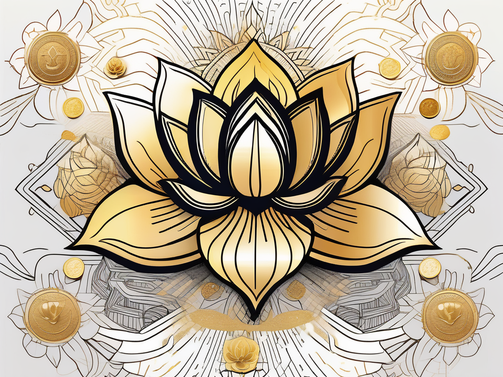 A glowing golden lotus flower